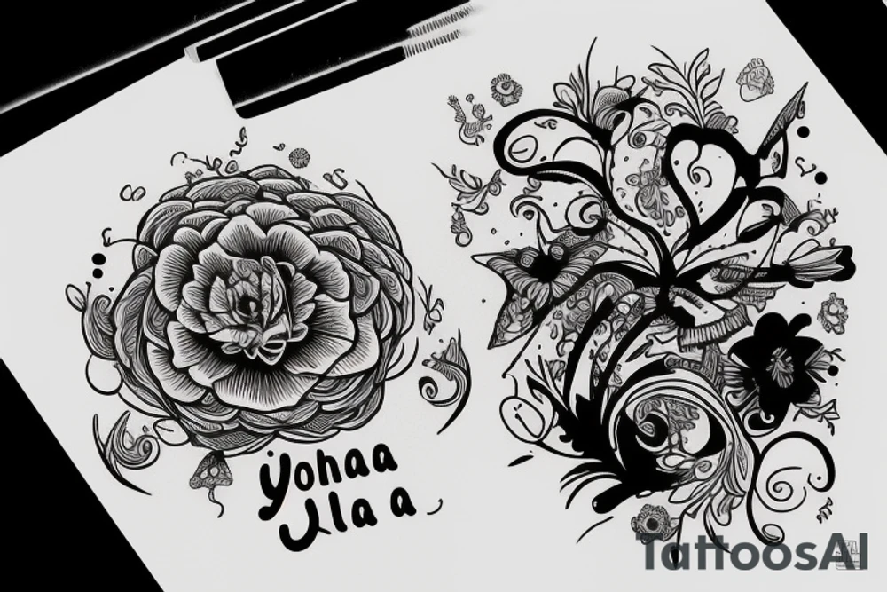 Beautiful text ”Jonathan & Julia” tattoo idea