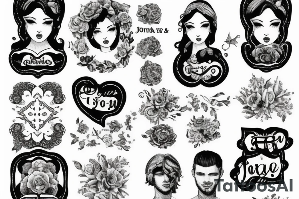 Beautiful text ”Jonathan & Julia” tattoo idea