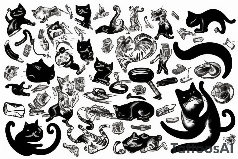 Cat being beaten to death by strong man tattoo idea