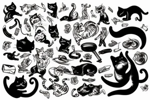 Cat being beaten to death by strong man tattoo idea