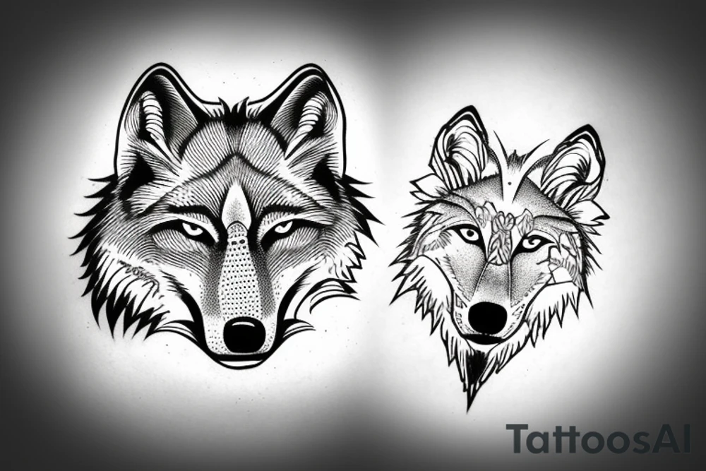 Gray wolf in a mountain tattoo idea