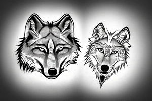 Gray wolf in a mountain tattoo idea
