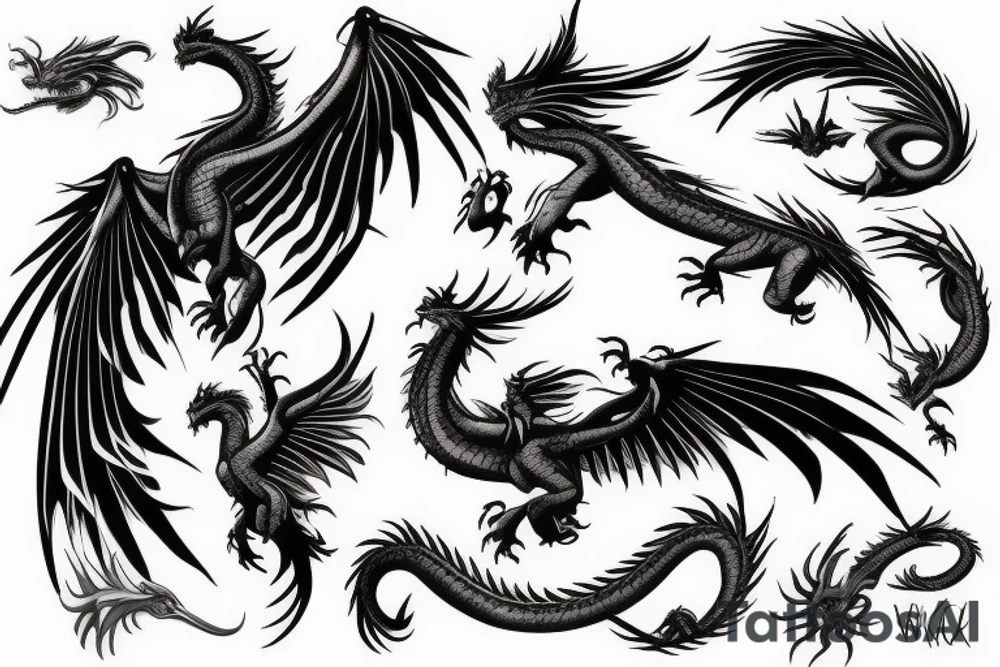 phoenix vs dragon tattoo idea