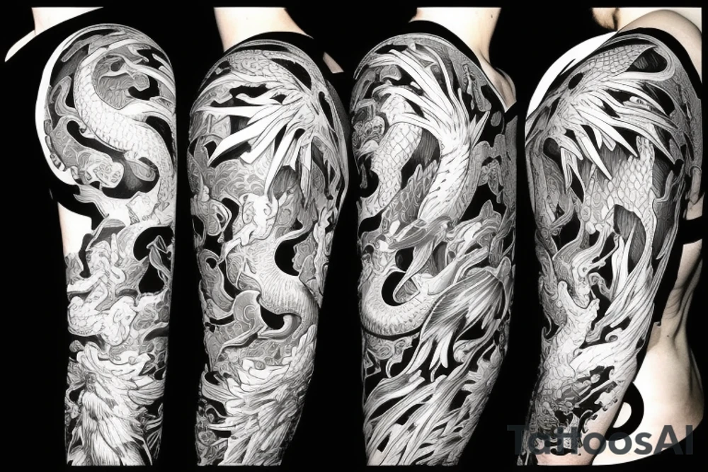 phoenix vs dragon tattoo idea