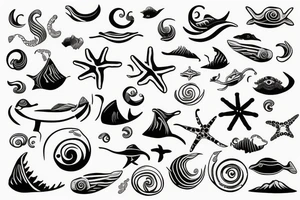 Ocean setting on shoulder tattoo idea