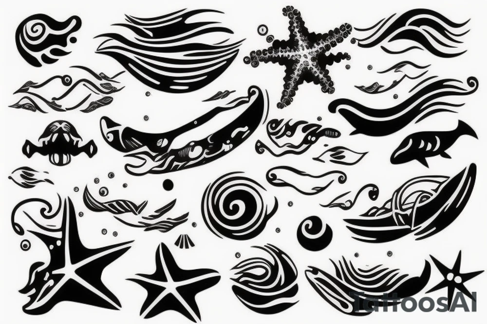 Ocean setting on shoulder tattoo idea
