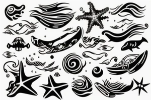 Ocean setting on shoulder tattoo idea