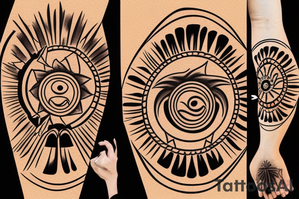 Navajo themed sun tattoo idea