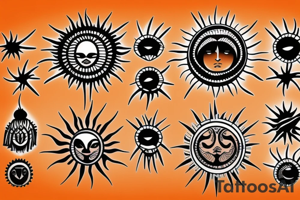 Navajo themed sun tattoo idea