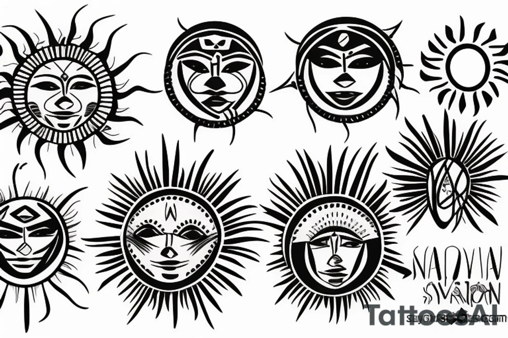 Navajo themed sun tattoo idea