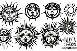 Navajo themed sun tattoo idea