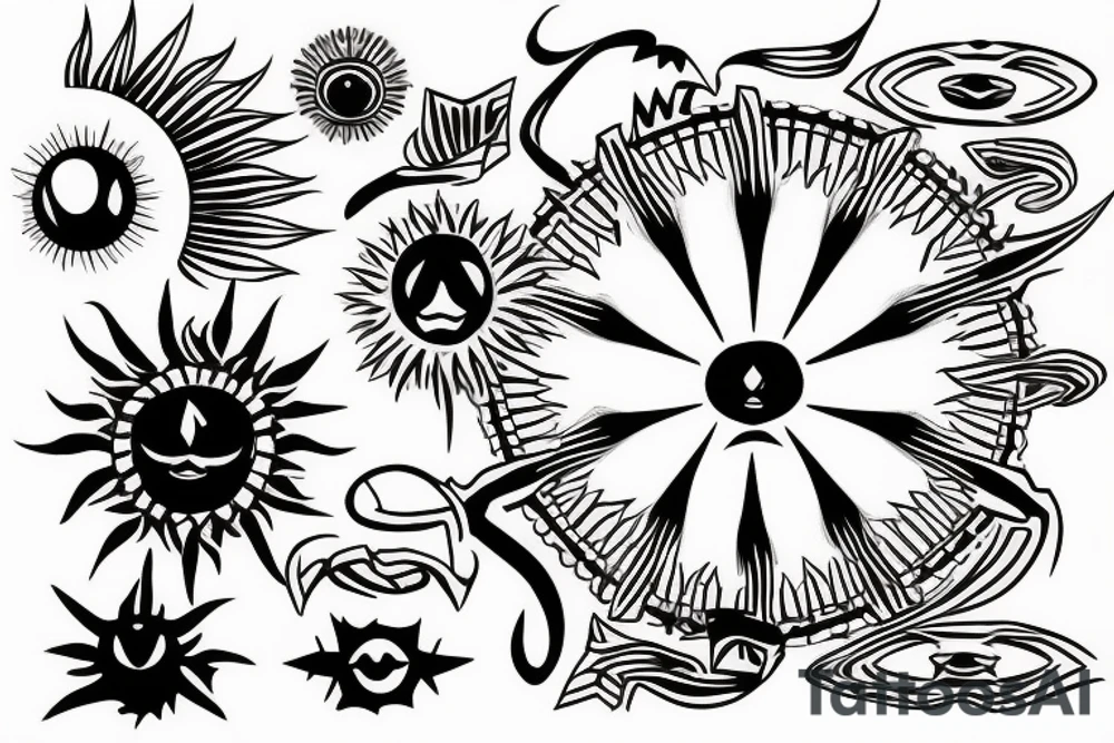 Apache themed sun tattoo idea