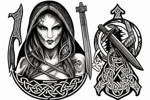 viking Woman with a sword tattoo idea
