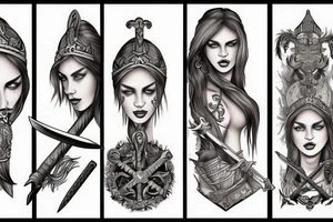 viking Woman with a sword tattoo idea