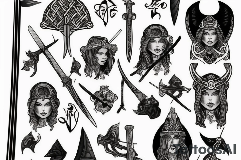 viking Woman with a sword tattoo idea