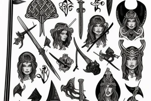 viking Woman with a sword tattoo idea
