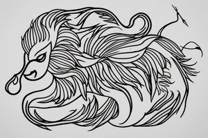 A simple line tattoo of a vine, lion and a swan tattoo idea