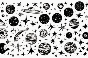 a planet with stars around it tattoo idea