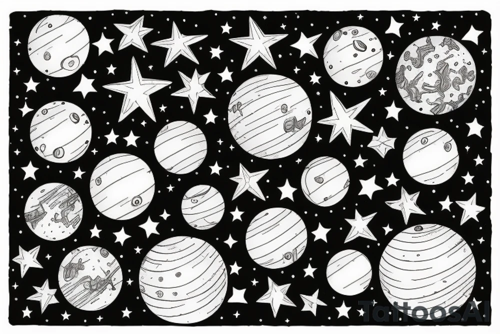 a planet with stars around it tattoo idea