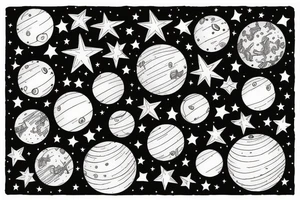 a planet with stars around it tattoo idea