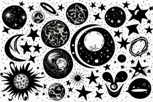 a planet with stars around it tattoo idea