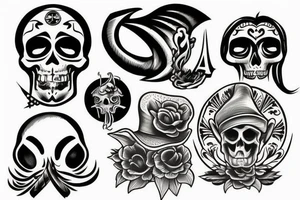 A skull with a cool hat tattoo idea