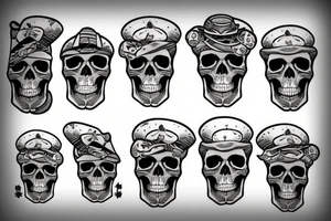 A skull with a cool hat tattoo idea