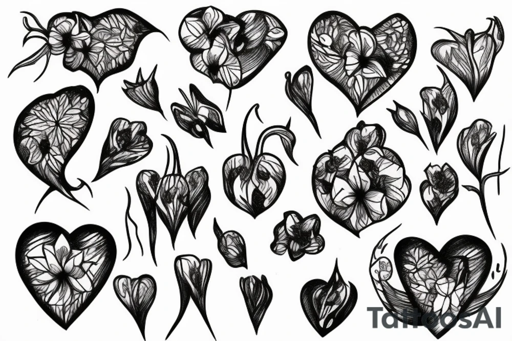 Bleeding hearts flower tattoo idea