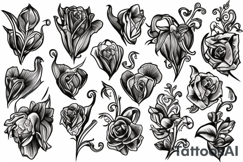 Bleeding hearts flower tattoo idea