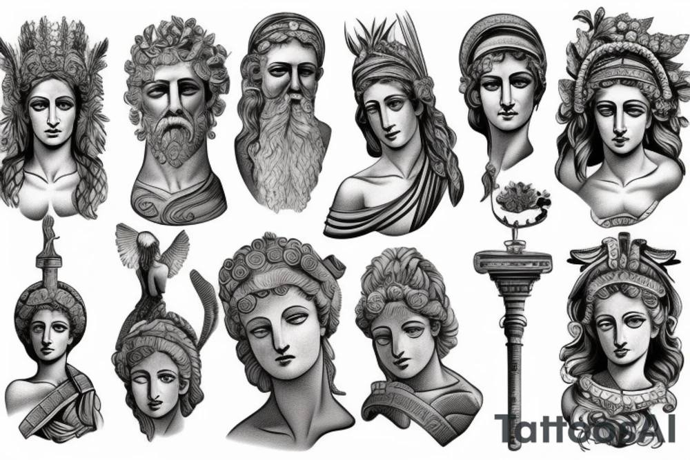 ancient greek statues tattoo idea