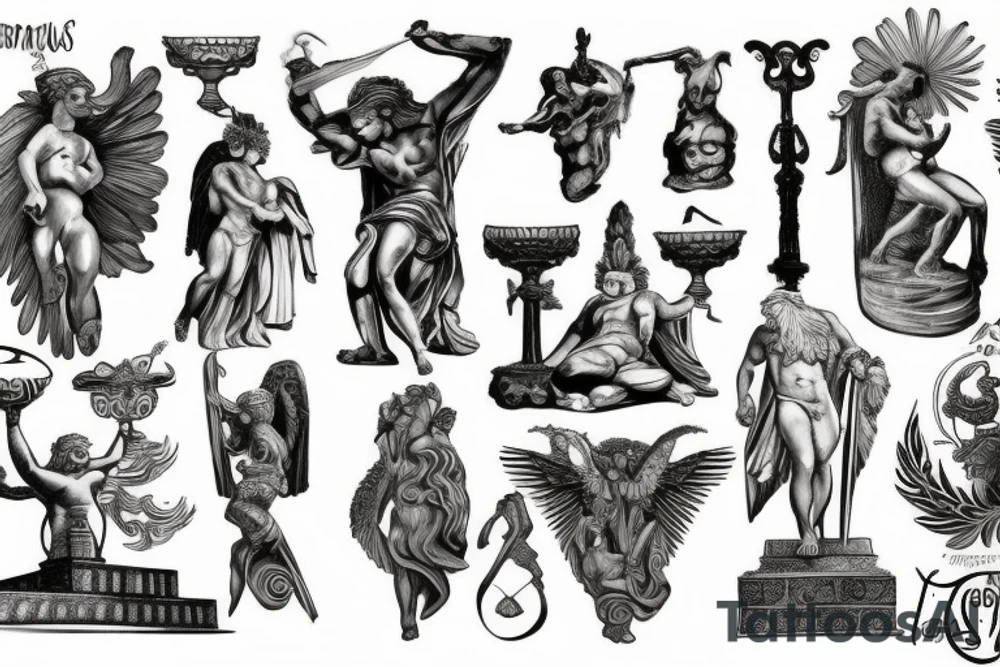 greek gods, ancient, statues, tattoo idea