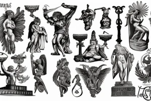 greek gods, ancient, statues, tattoo idea