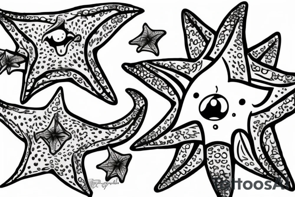 Starfish tattoo for my sister starfish corals tattoos Calypso starfish tattoos Star tattoo idea
