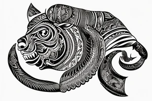 A tattoo for my right shoulder An Indian woman looks out of a jaguar head and has a wide heavy collar with a wide fat steel nose ring tattoo idea