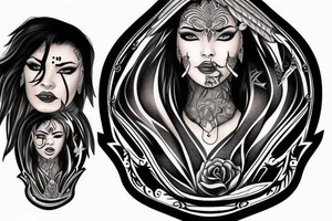 A tattoo for my right shoulder An Warrior woman wear a wide heavy collar with a wide fat steel nose ring tattoo idea