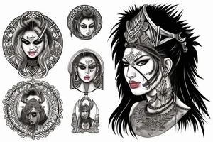 A tattoo for my right neck An Warrior woman wear a wide heavy necklace with a wide fat steel nose ring tattoo idea