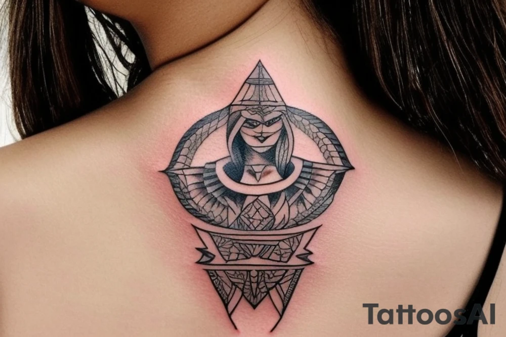 A tattoo for my right neck An Warrior woman wear a wide heavy necklace with a wide fat steel nose ring tattoo idea