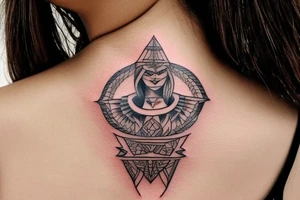 A tattoo for my right neck An Warrior woman wear a wide heavy necklace with a wide fat steel nose ring tattoo idea