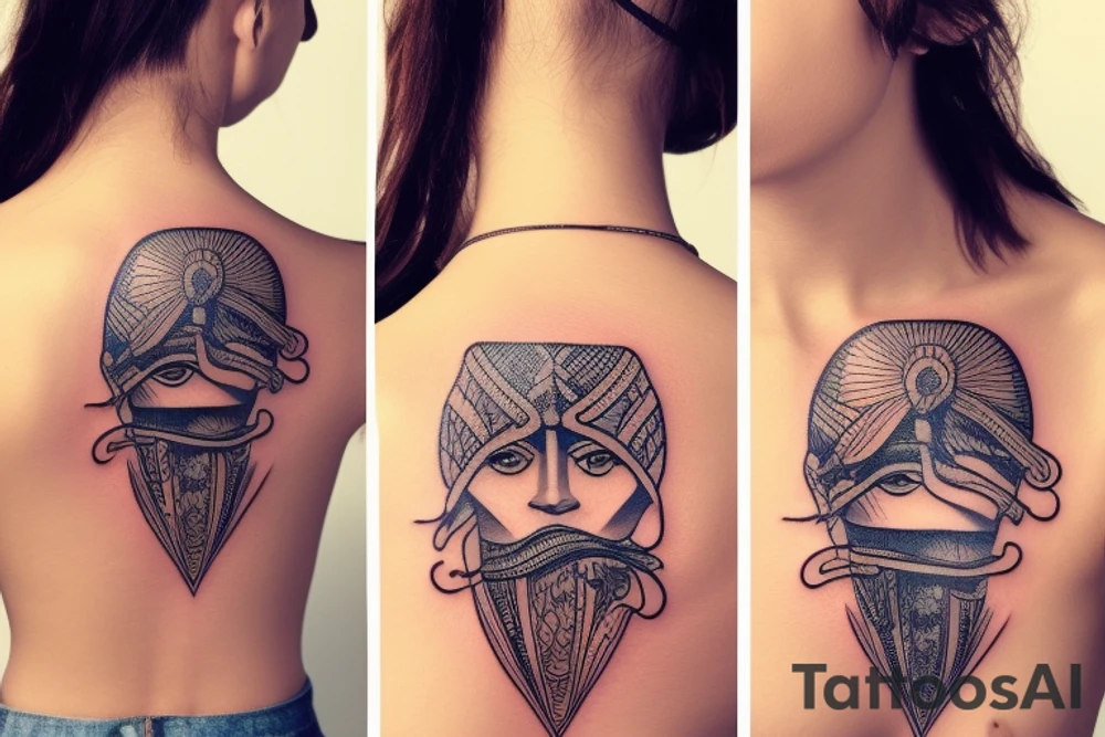 A tattoo for my right neck An Warrior woman wear a wide heavy necklace with a wide fat steel nose ring tattoo idea