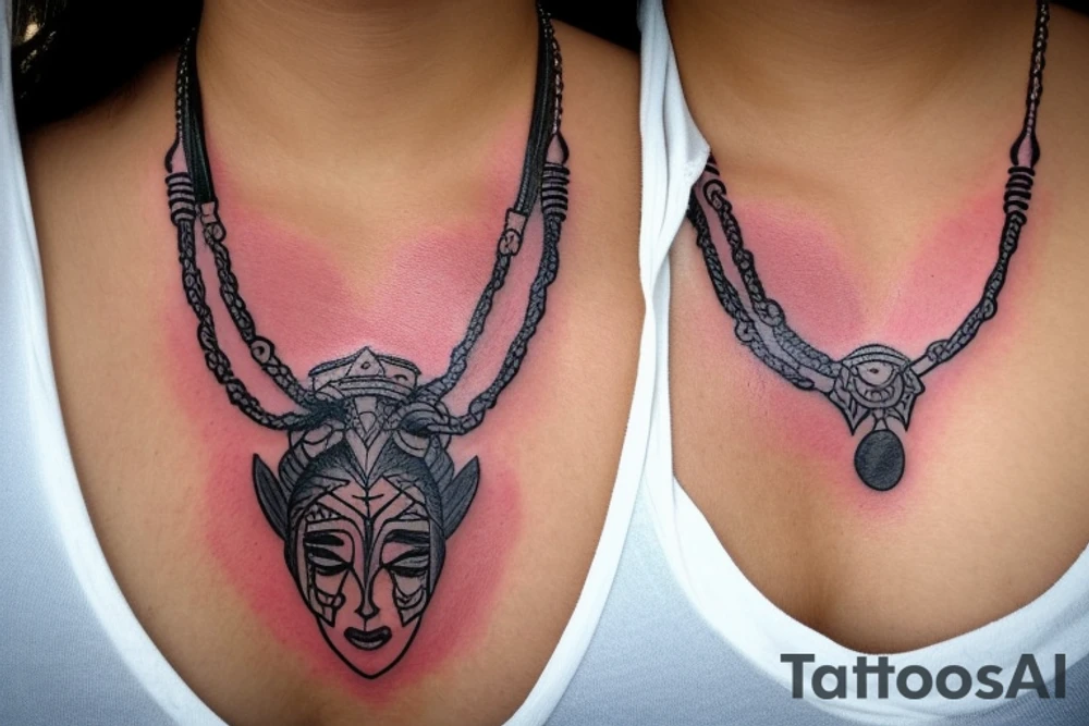 A tattoo for my right neck An Warrior woman wear a wide heavy necklace with a wide fat steel nose ring tattoo idea