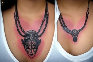 A tattoo for my right neck An Warrior woman wear a wide heavy necklace with a wide fat steel nose ring tattoo idea