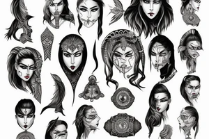 A tattoo for my right neck An Warrior woman wear a wide heavy posture with a wide fat steel nose ring tattoo idea