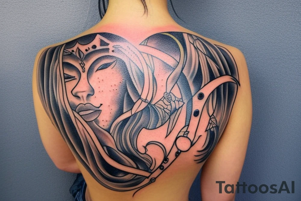 A tattoo for my right neck An Warrior woman wear a wide heavy posture with a wide fat steel nose ring tattoo idea