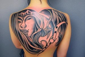 A tattoo for my right neck An Warrior woman wear a wide heavy posture with a wide fat steel nose ring tattoo idea