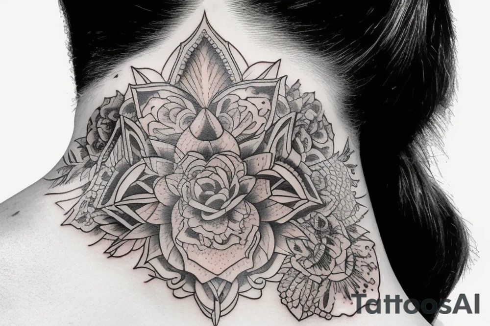 A tattoo for my right neck a woman wearing a huge collar tattoo idea