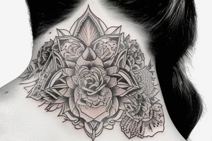 A tattoo for my right neck a woman wearing a huge collar tattoo idea