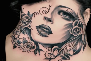 A tattoo for my right neck a woman wearing a huge collar tattoo idea