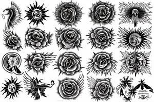 From a sun wings of small stars going up to the right and left of my sacrum tattoo idea