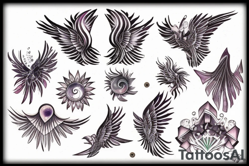 From a sun wings of small stars going up to the right and left of my sacrum tattoo idea