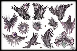 From a sun wings of small stars going up to the right and left of my sacrum tattoo idea